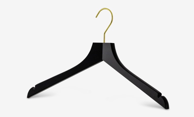 Cintre en bois avec encoche jupe Profi RE avec crochet laitonné