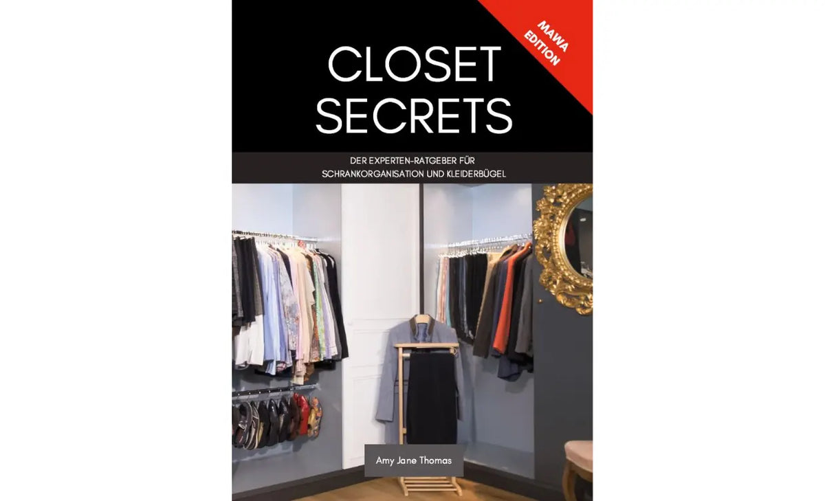 Titelseite Kleiderbügelratgeber Closet Secrets Kleiderschrank mit Kleiderbügeln